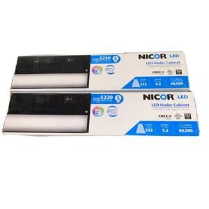 2 NICOR Lighting 12.5” Black LED Under Cabinet Light NUC-3-12-BK
